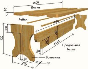 чертеж скамейки