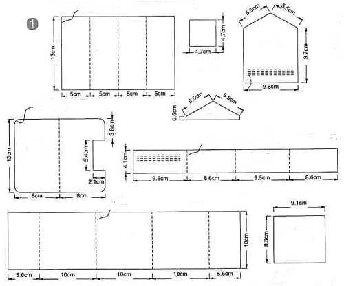 Чертёж другого домика из картона.