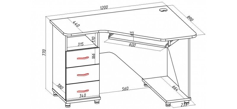 Стандартные размеры компьютерного стола