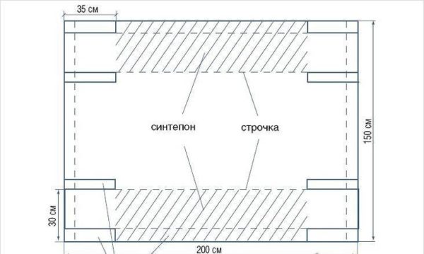 Чертёж гамака на перекладине.