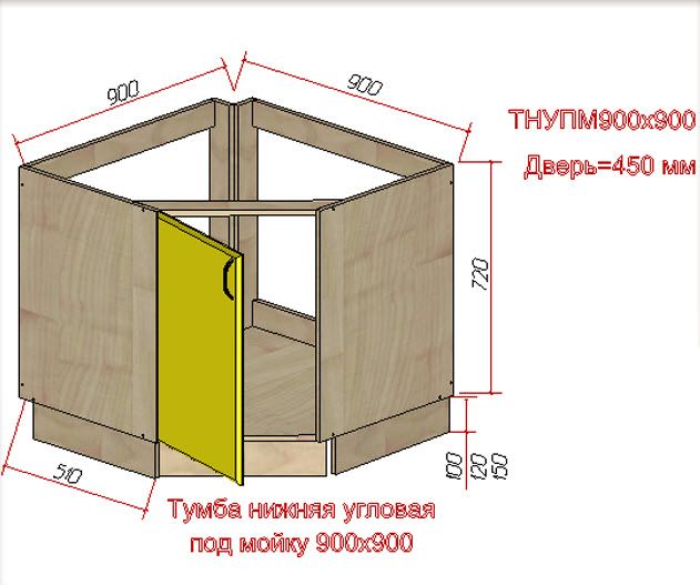 чертеж угловой тумбы