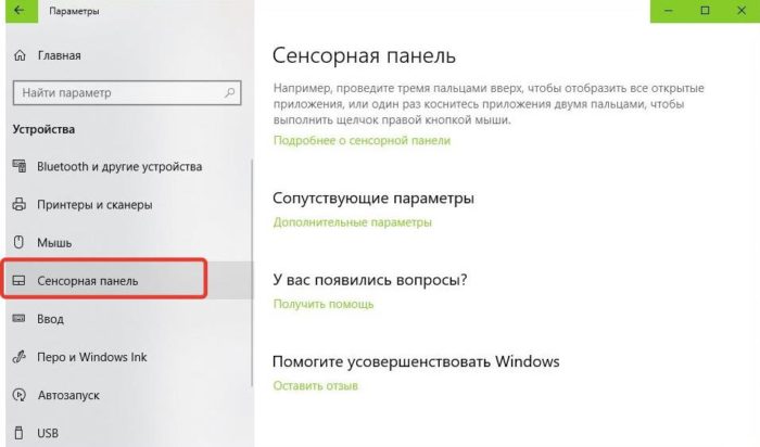 Настройки режима эмуляции мыши на Windows10