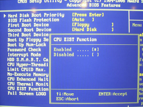  EIST в BIOS.