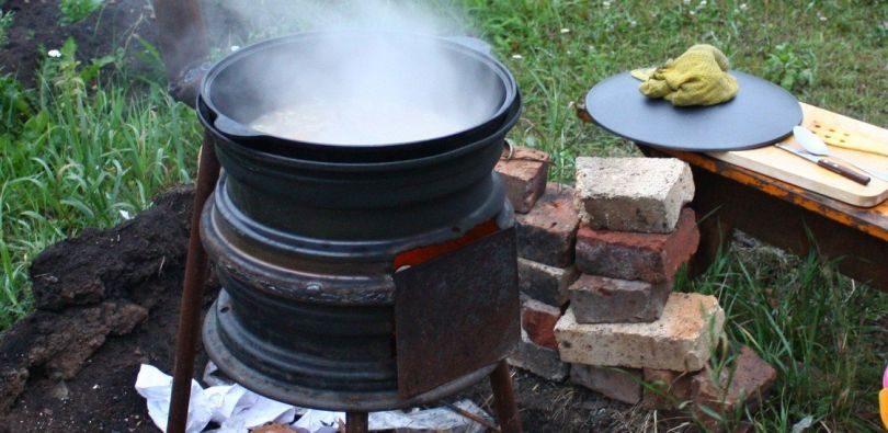 Закрытая печь из дисков.