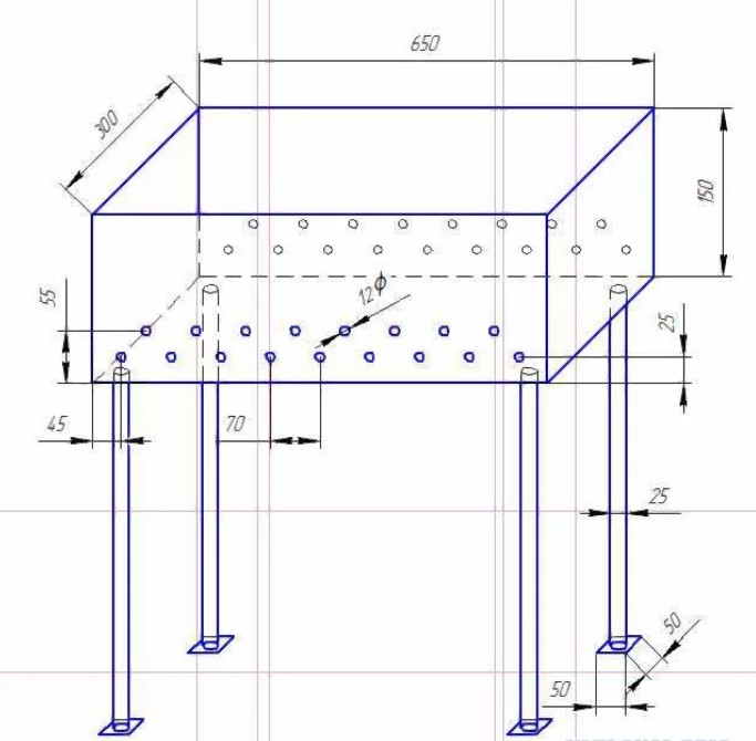 мангал чертеж отверстий